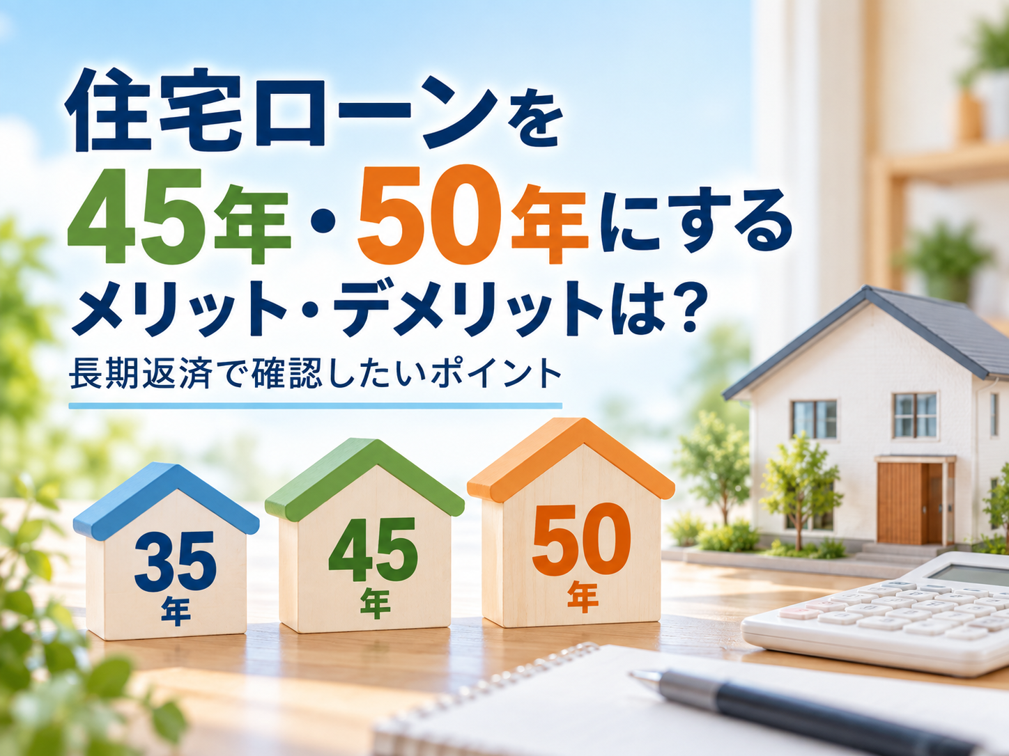 住宅ローンの35年・45年・50年返済を比較する記事のアイキャッチ
